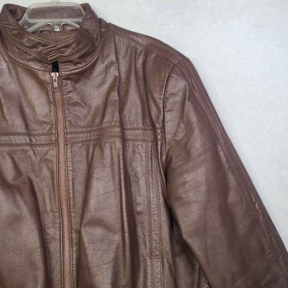 Vintage 70's Cafe Racer Moto Leather Jacket Wilson's Brown Fits Size 44 - Picture 10 of 16